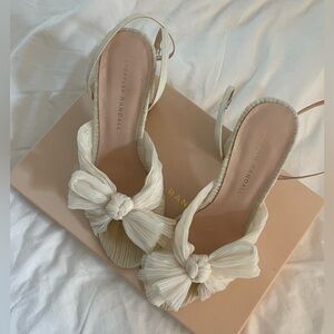 Loeffler Randall Camellia Pleated Bow Heel in Pearl